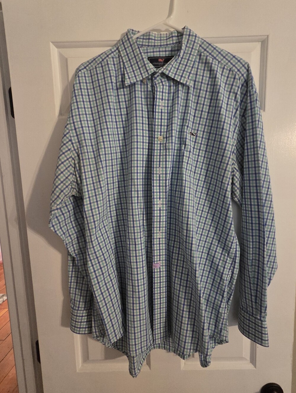 Men's Vineyard Vines Light Blue & Green Plaid Button-Down Shirt